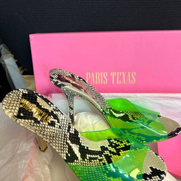 PARIS TEXAS Penelope 95mm Snake Print Mules 39 size - Picture 3 of 10